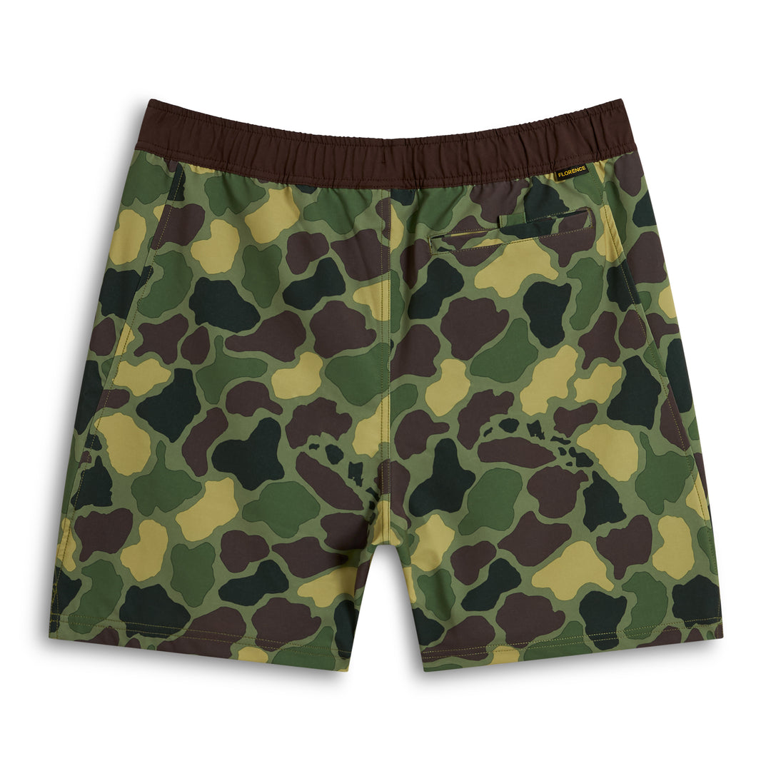 Color:Tropic Green Camo-Florence Standard Issue Elastic Short -alt