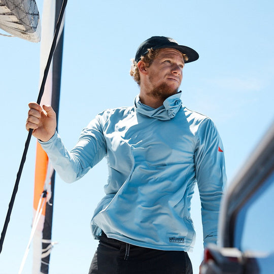 Color:Steel Blue-Florence Long Sleeve Hooded UPF Shirt -alt