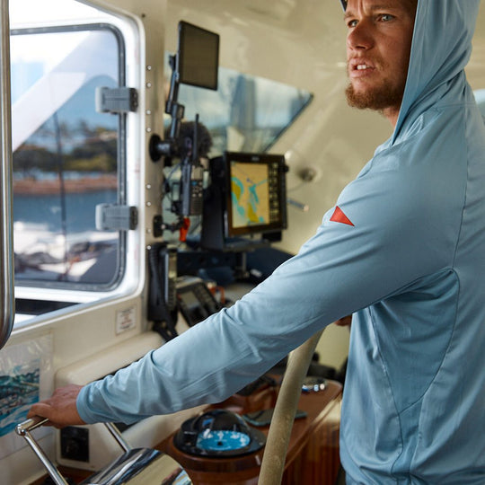 Color:Steel Blue-Florence Long Sleeve Hooded UPF Shirt