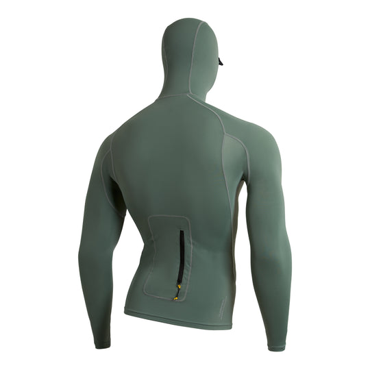 Color:Dark Sage-Florence Long Sleeve Utility Pocket Hooded Rashguard -alt