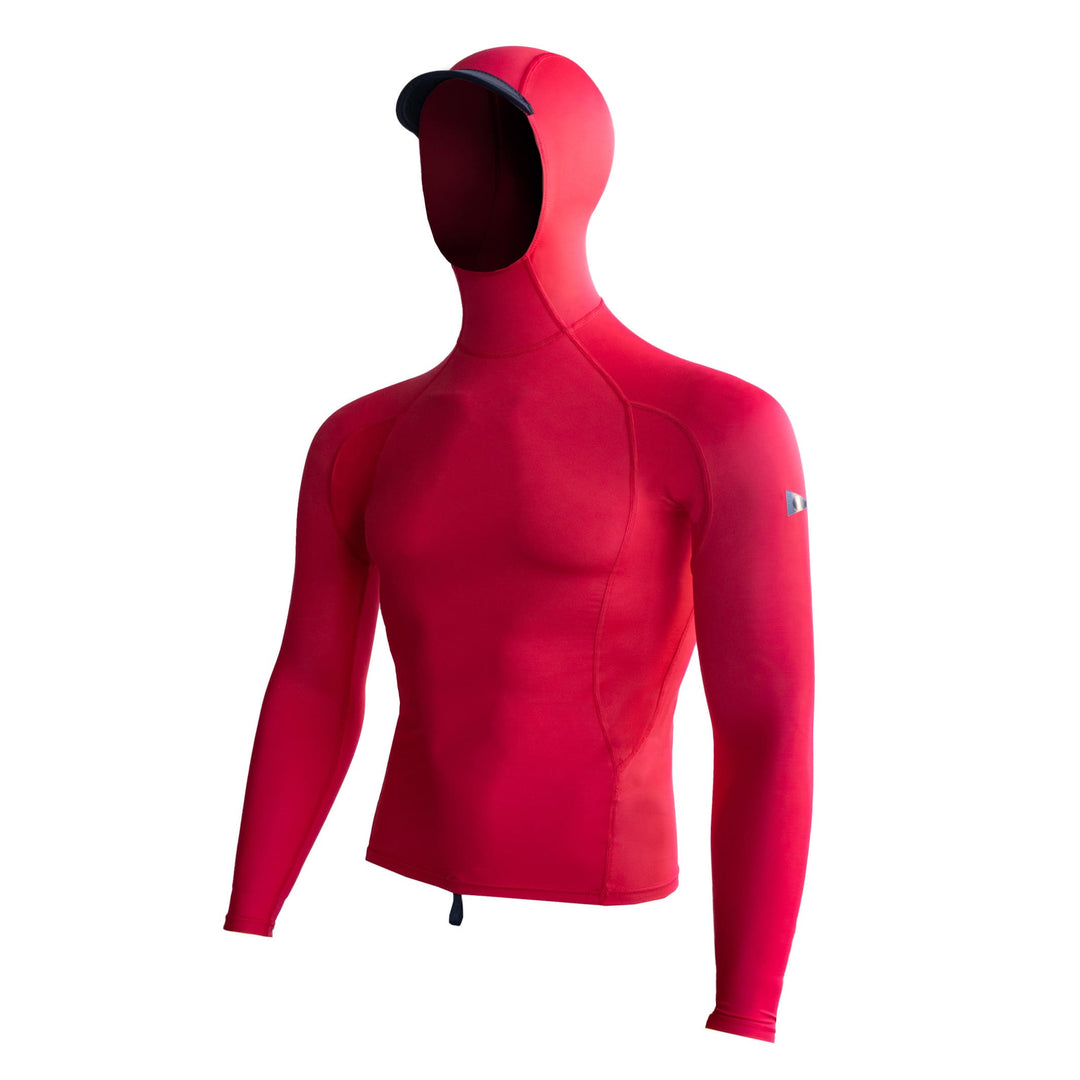 Color:Red-Florence Long Sleeve Utility Pocket Hooded Rashguard