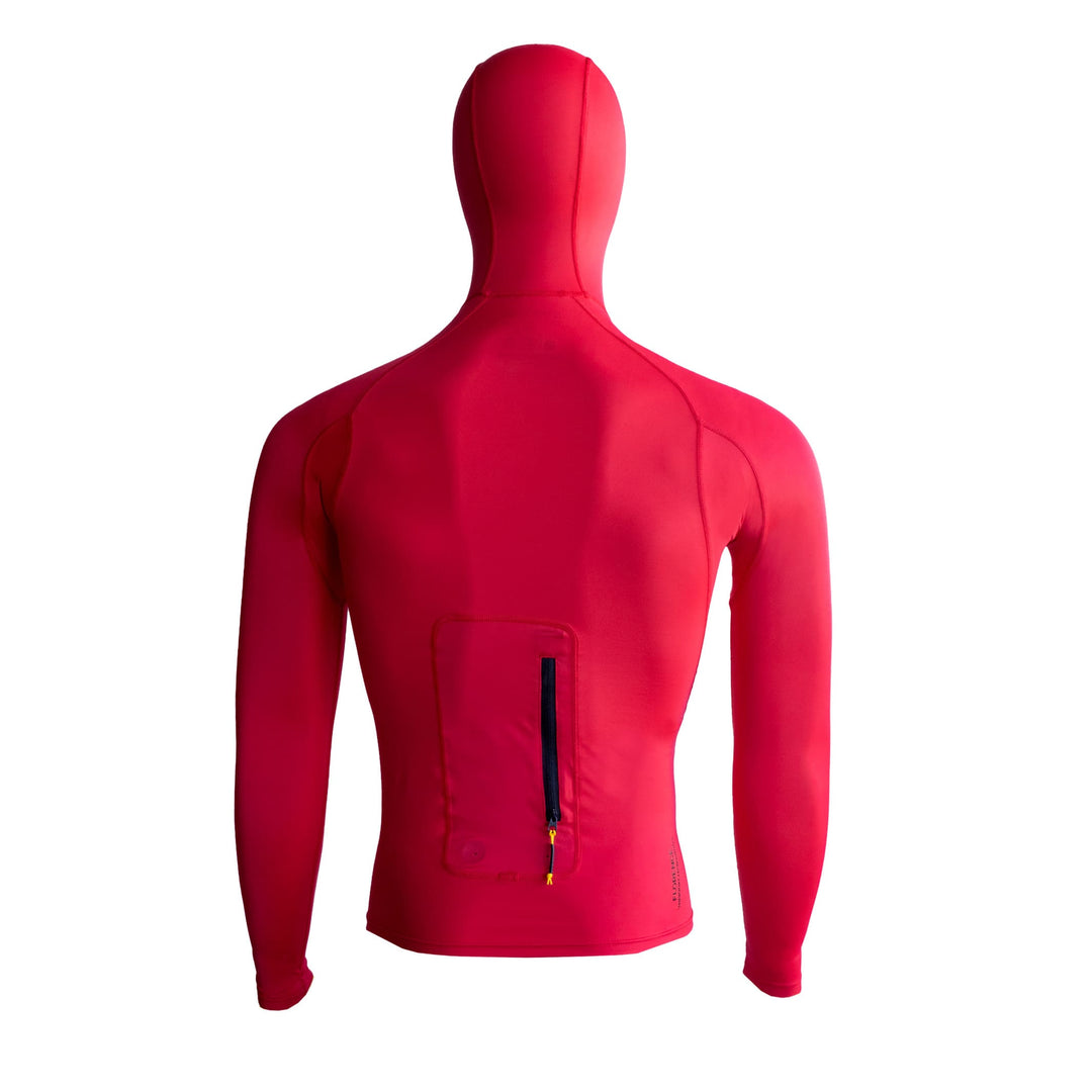 Color:Red-Florence Long Sleeve Utility Pocket Hooded Rashguard 