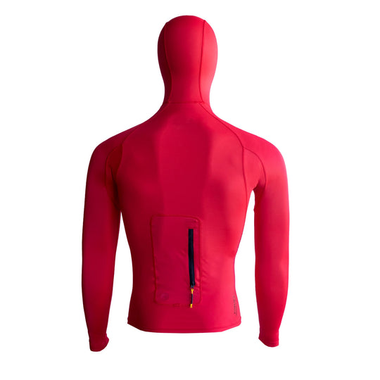Color:Red-Florence Long Sleeve Utility Pocket Hooded Rashguard 