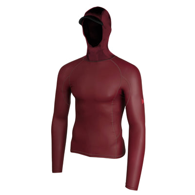 Color:Maroon- Florence Long Sleeve Hooded Windshield Top