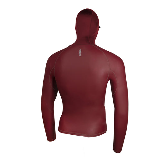 Color:Maroon- Florence Long Sleeve Hooded Windshield Top-alt
