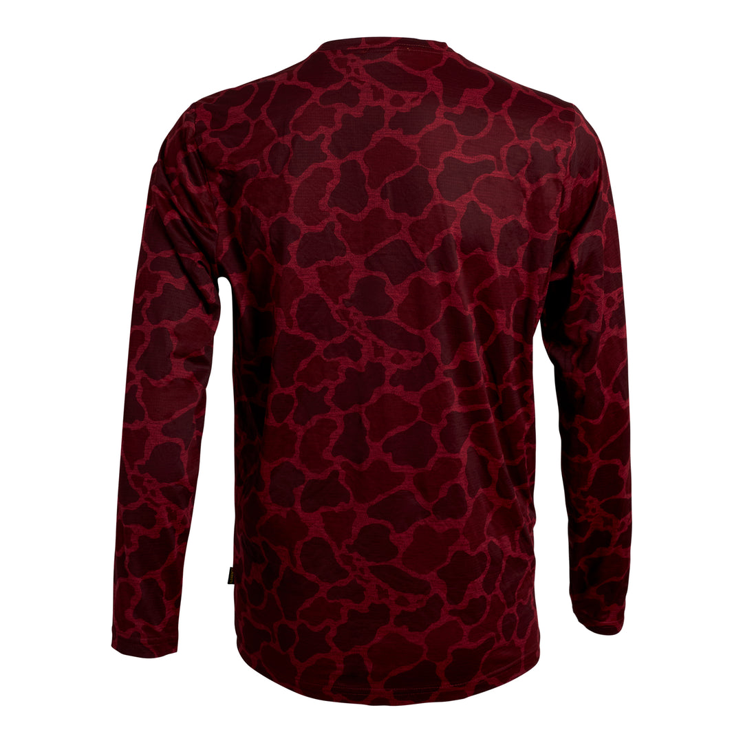 Color:Heather Maroon Camo-Florence Airtex Long Sleeve Shirt