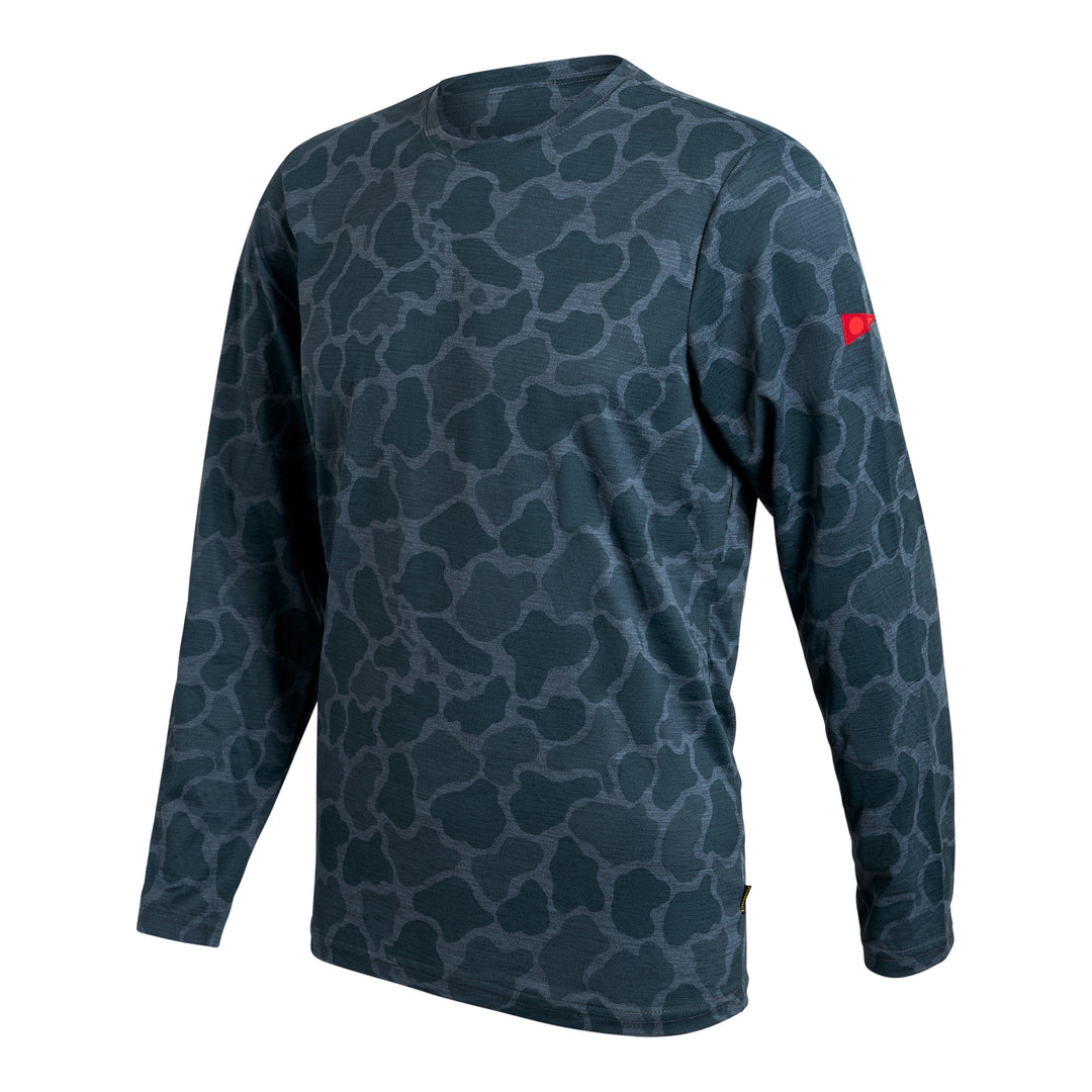 Color:Heather Sea Blue Camo-Florence Airtex Long Sleeve Shirt