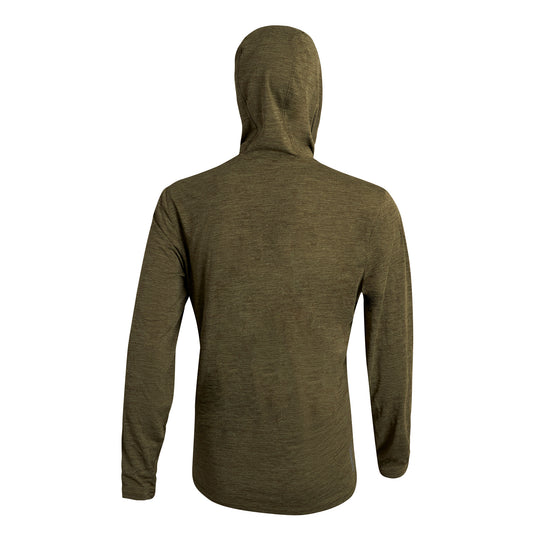 Color:Heather Burnt Olive-Florence Airtex Hooded Long Sleeve Shirt-alt