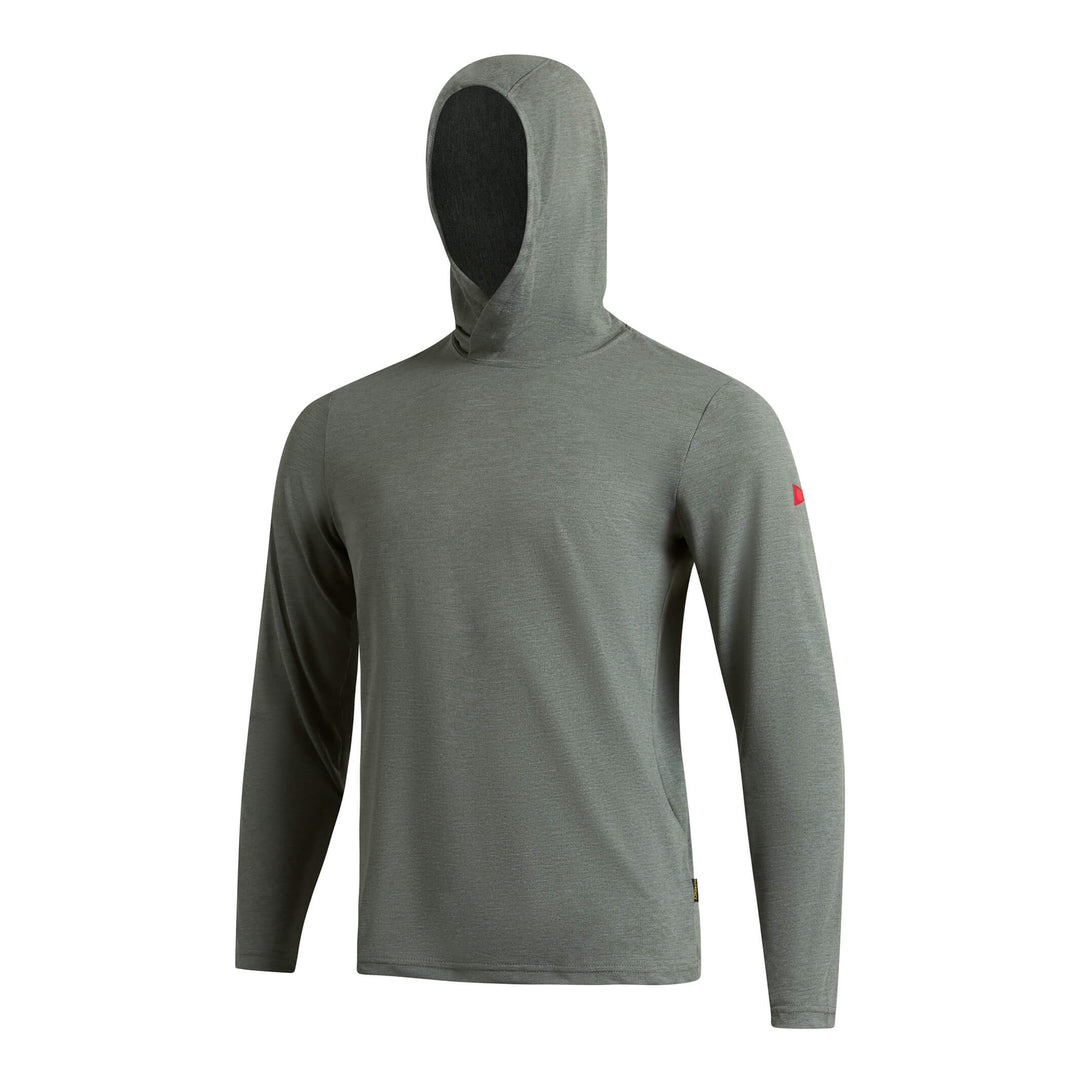 Color:Heather Dark Sage-Florence Airtex Hooded Long Sleeve Shirt