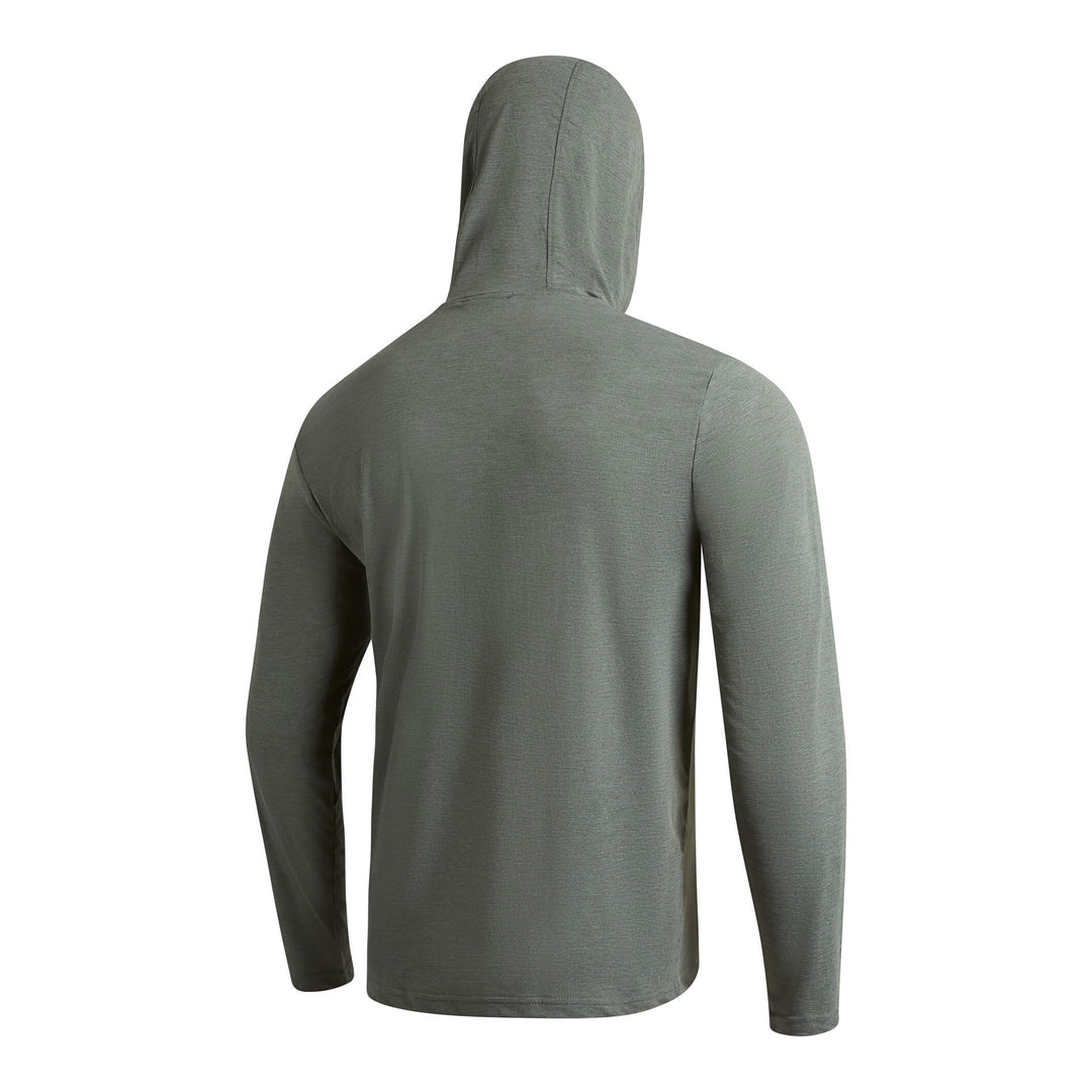 Color:Heather Dark Sage-Florence Airtex Hooded Long Sleeve Shirt -alt