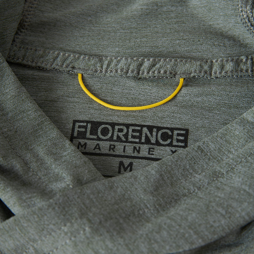 Color:Heather Dark Sage-Florence Airtex Hooded Long Sleeve Shirt