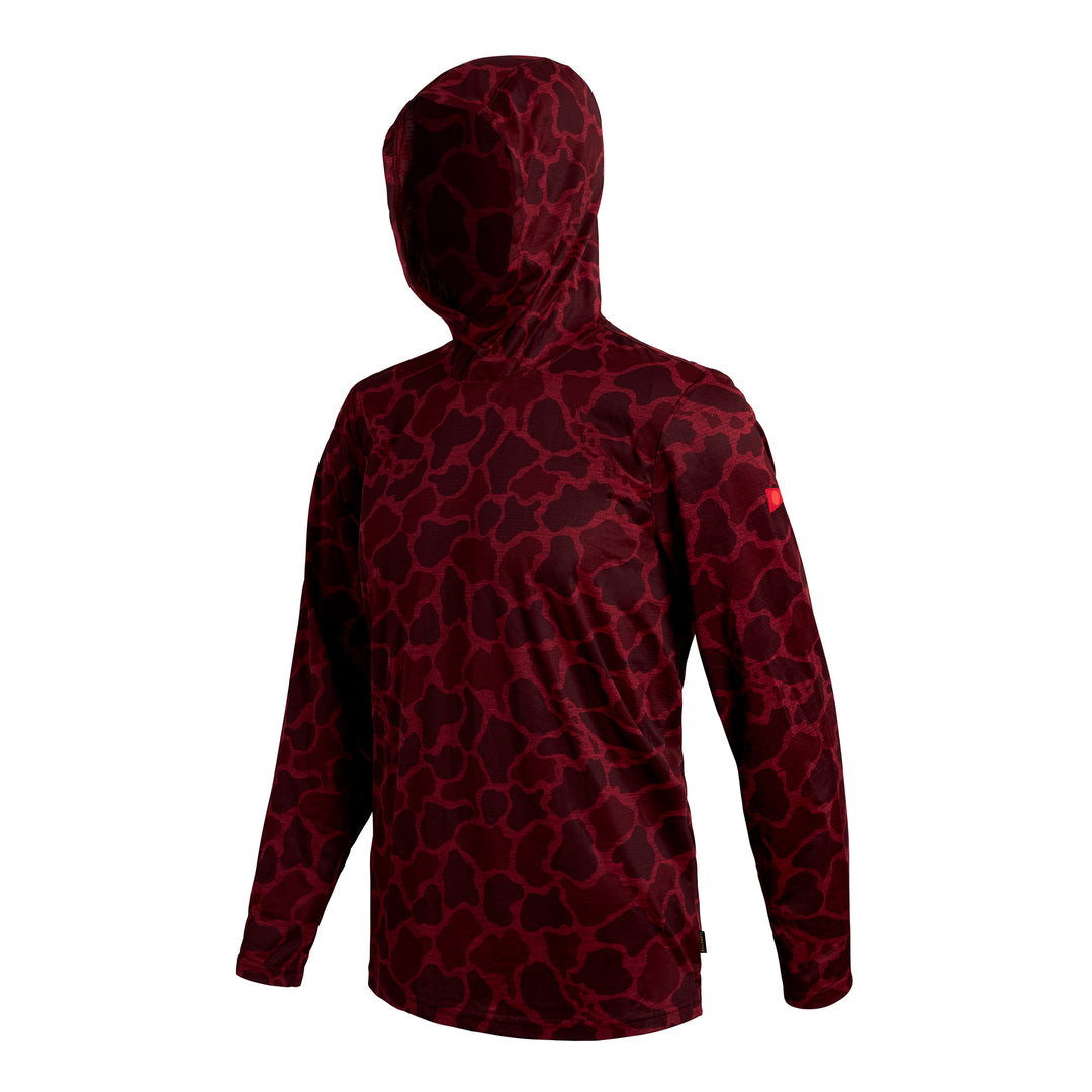 Color:Maroon Camo-Florence Airtex Hooded Long Sleeve Shirt