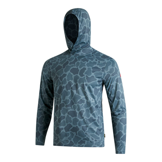 Color:Heather Maritime Camo-Florence Airtex Hooded Long Sleeve Shirt