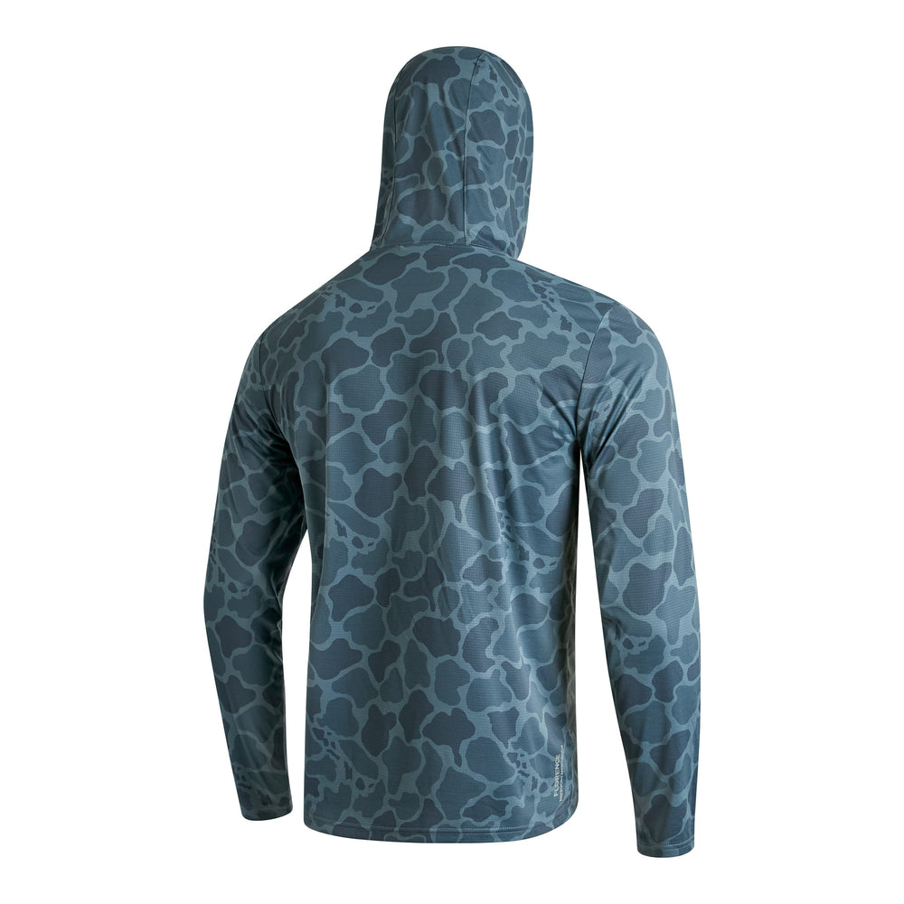 Color:Heather Maritime Camo-Florence Airtex Hooded Long Sleeve Shirt -alt
