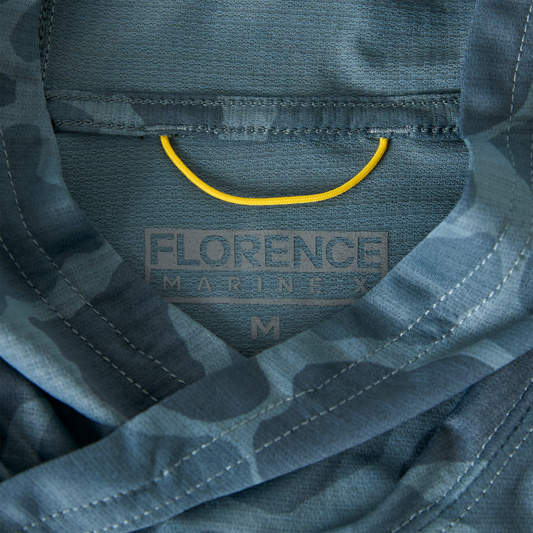 Color:Heather Maritime Camo-Florence Airtex Hooded Long Sleeve Shirt