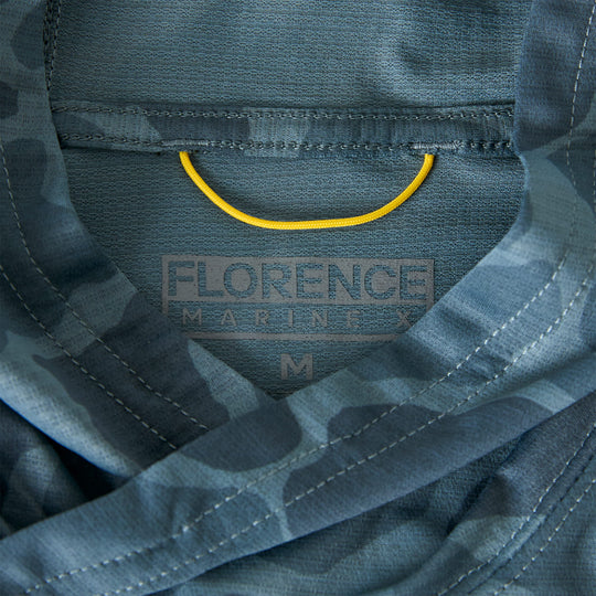 Color:Heather Maritime Camo-Florence Airtex Hooded Long Sleeve Shirt