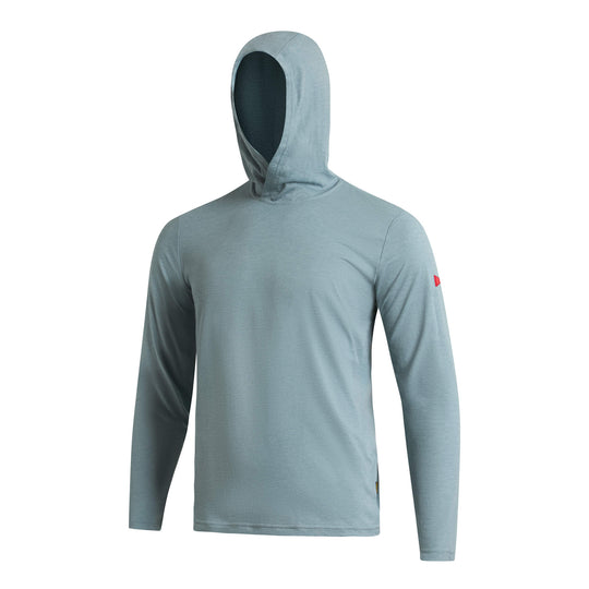 Color:Heather Light Sea Blue-Florence Airtex Hooded Long Sleeve Shirt