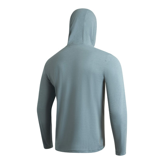 Color:Heather Light Sea Blue-Florence Airtex Hooded Long Sleeve Shirt -alt