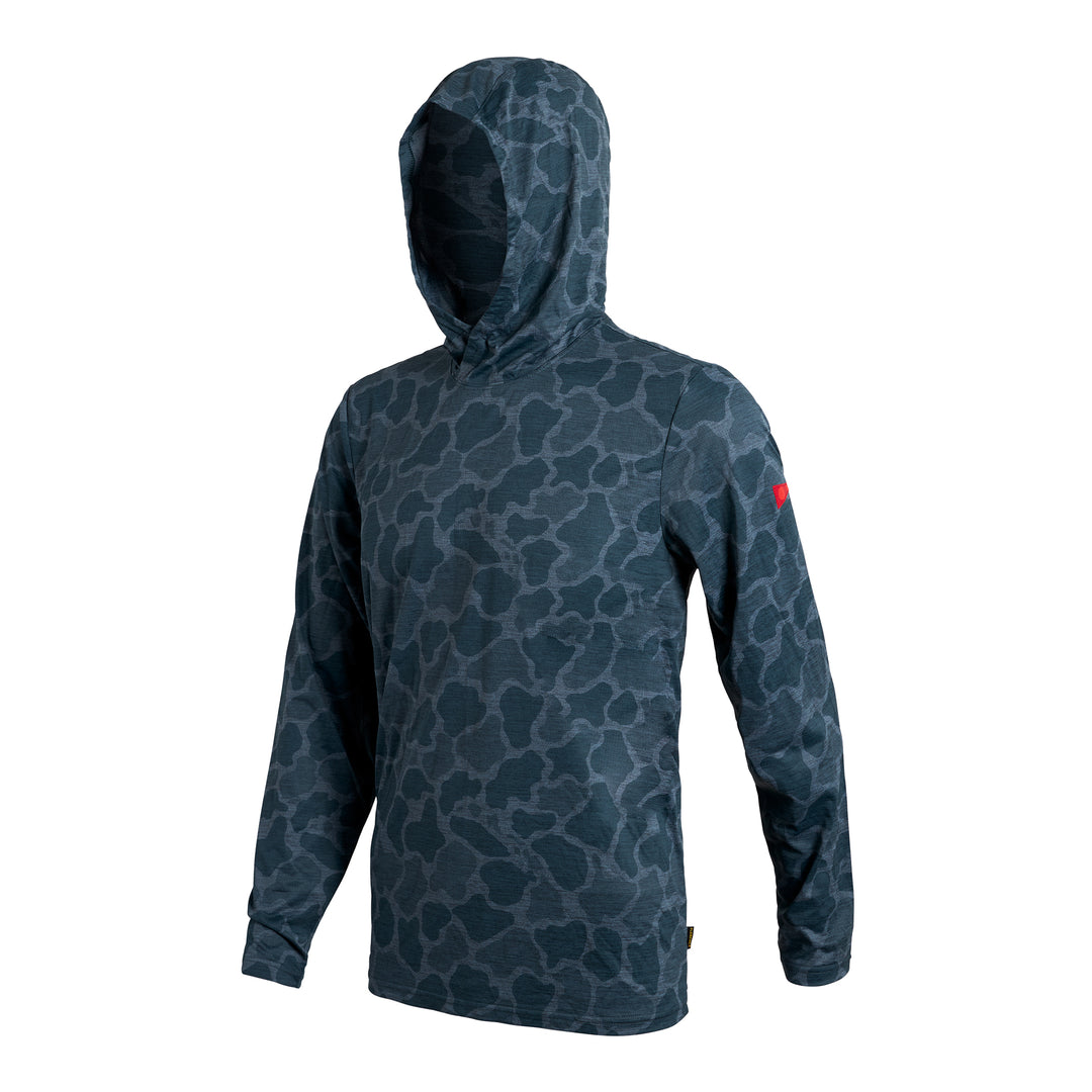 Color:Light Sea Blue Camo-Florence Airtex Hooded Long Sleeve Shirt