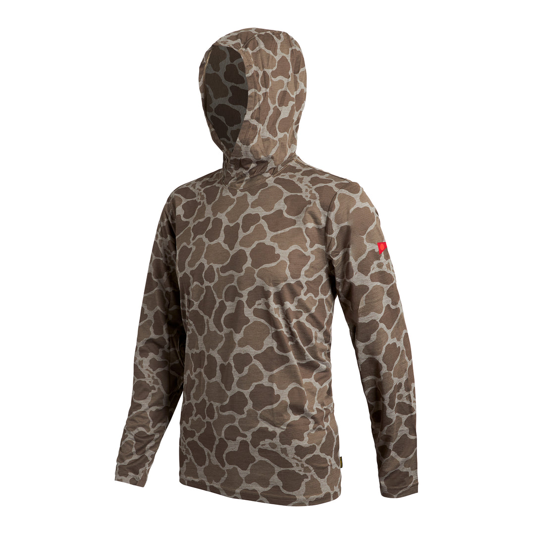 Color:Heather Tan Camo-Florence Airtex Hooded Long Sleeve Shirt