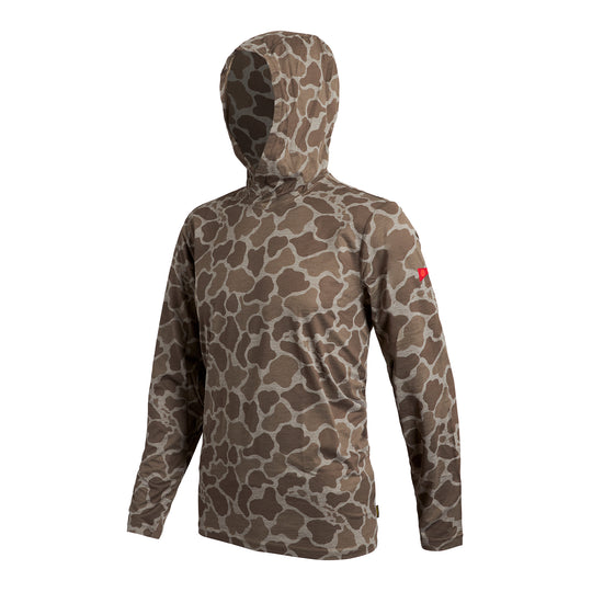 Color:Heather Tan Camo-Florence Airtex Hooded Long Sleeve Shirt