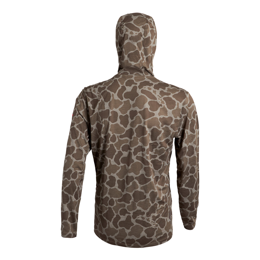 Color:Heather Tan Camo-Florence Airtex Hooded Long Sleeve Shirt