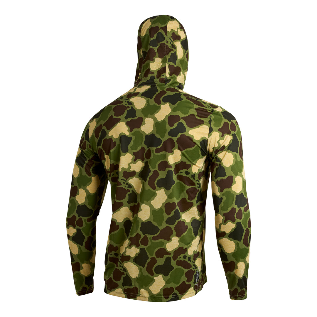 Color:Heather Tropic Green Camo-Florence Airtex Hooded Long Sleeve Shirt -alt