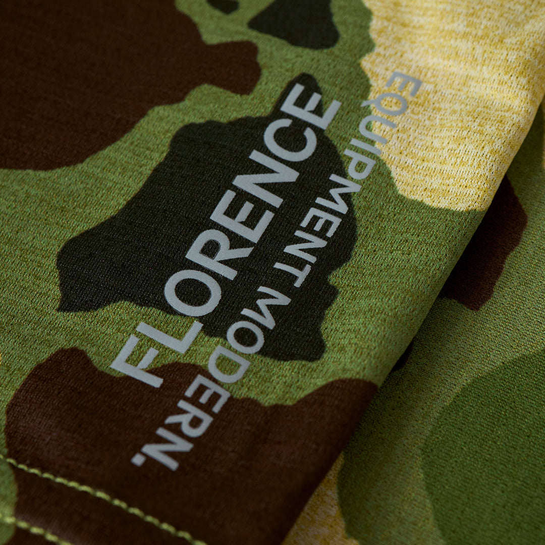 Color:Heather Tropic Green Camo-Florence Airtex Hooded Long Sleeve Shirt