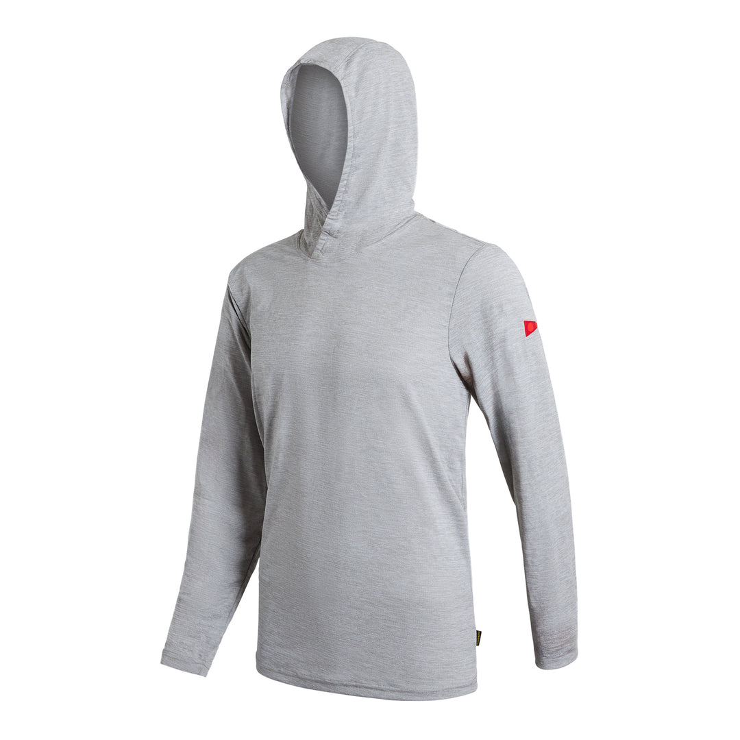 Color:Light Heather Grey-Florence Airtex Hooded Long Sleeve Shirt