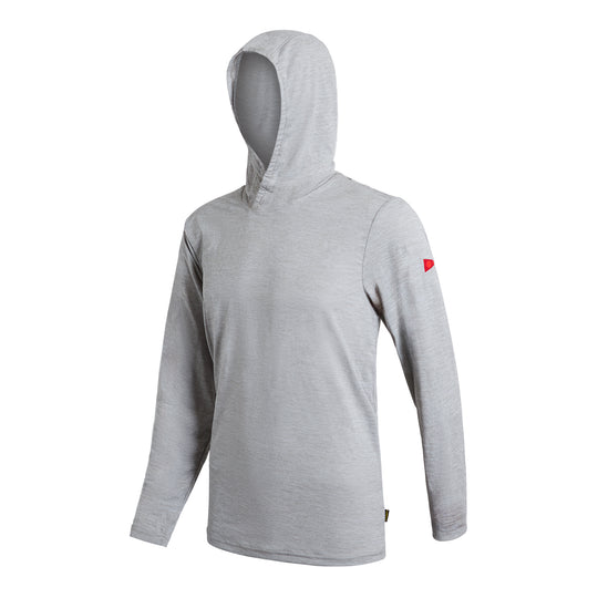 Color:Light Heather Grey-Florence Airtex Hooded Long Sleeve Shirt