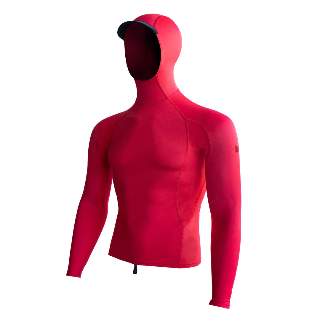 Color:Rescue Red-Florence Marine X Long Sleeve Hooded Rashguard
