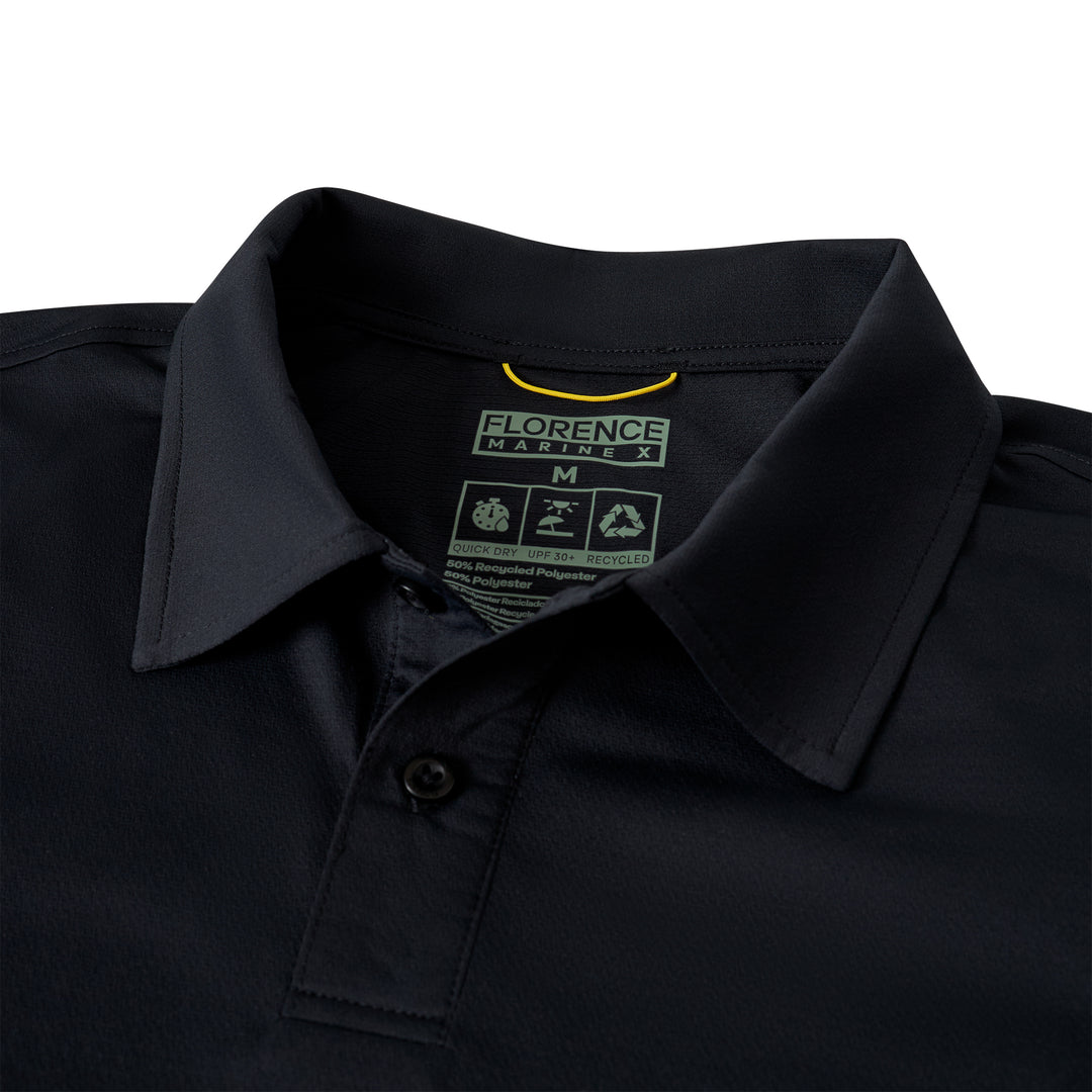 Color:Black-Florence Airtex Collared Short Sleeve Shirt