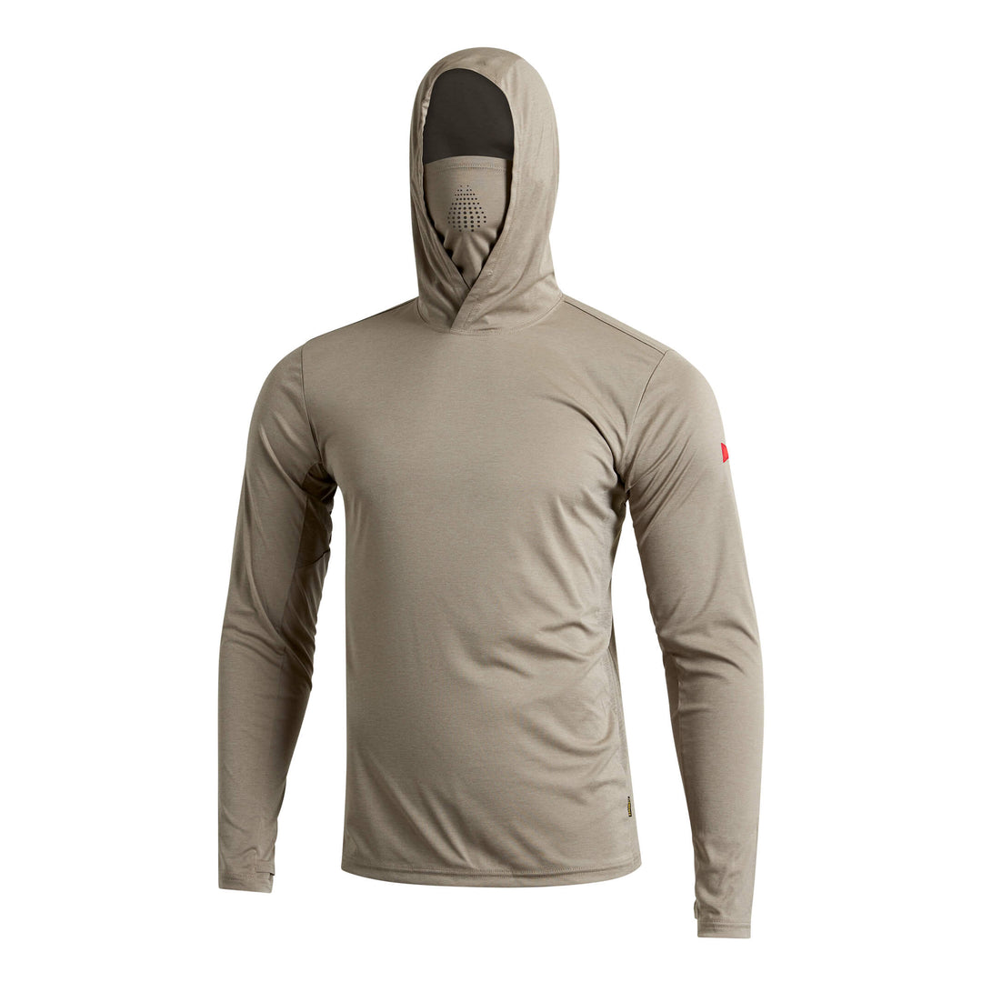 Color:Heather Vintage Khaki-Florence Sun Pro LS Hooded Max UPF Shirt