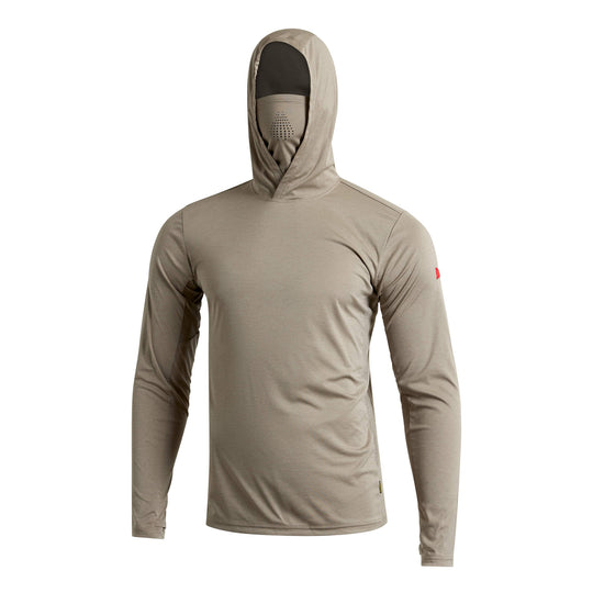 Color:Heather Vintage Khaki-Florence Sun Pro LS Hooded Max UPF Shirt
