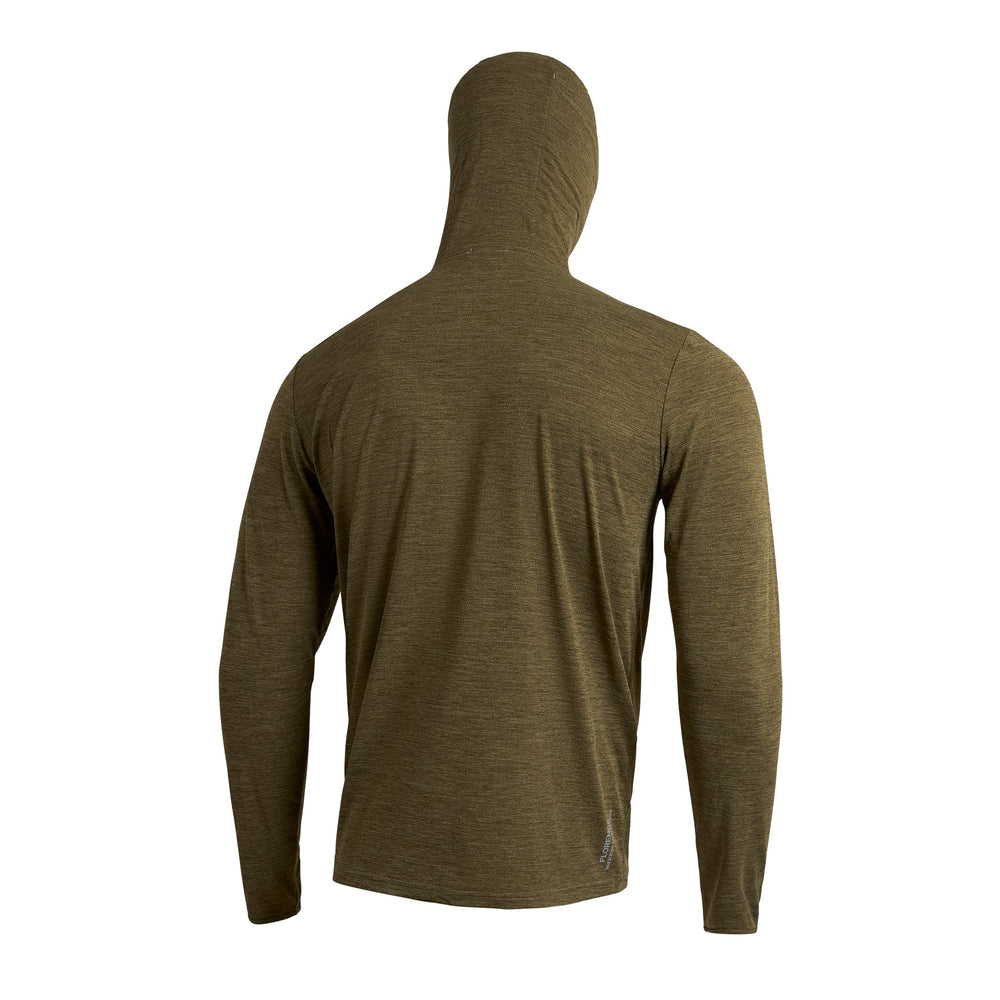 Color:Heather Burnt Olive-Florence Airtex Balaclava Long Sleeve Hooded Shirt -alt
