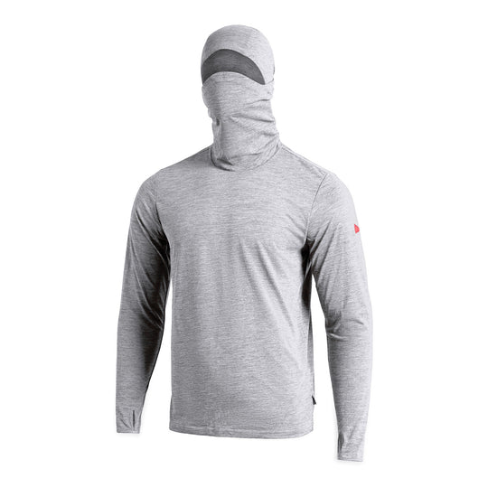 Color:Light Heather Grey-Florence Airtex Balaclava Long Sleeve Hooded Shirt