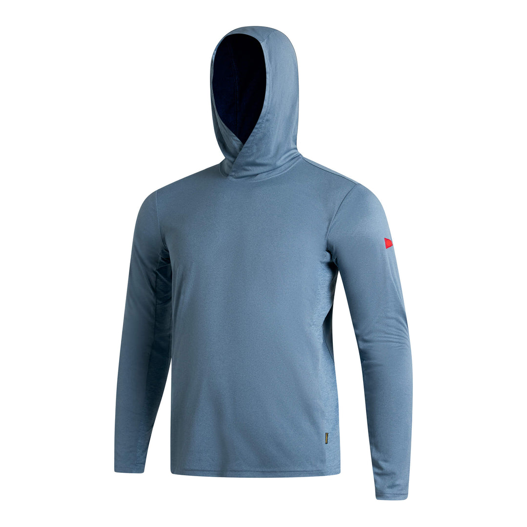 Color:Heather Light Sea Blue-Florence Sun Pro LS Crossover Hooded UPF Shirt
