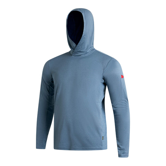 Color:Heather Light Sea Blue-Florence Sun Pro LS Crossover Hooded UPF Shirt