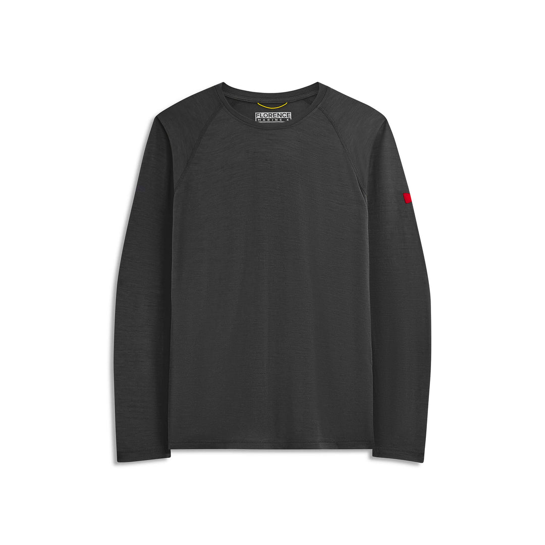 Color:Black-Merino Wool Long Sleeve Shirt 