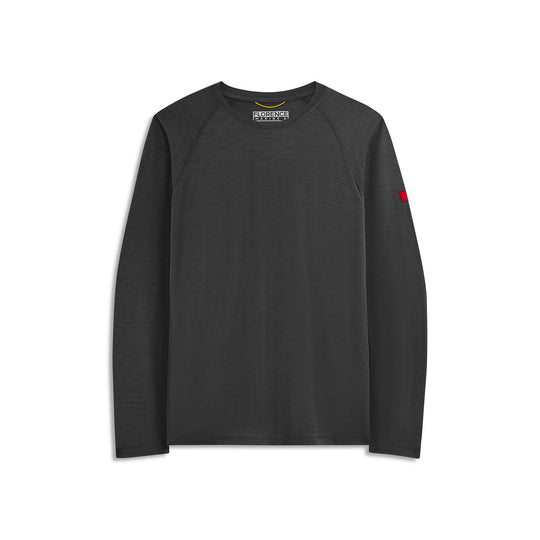 Color:Black-Merino Wool Long Sleeve Shirt 