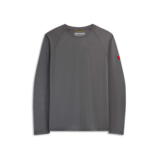 Color:Cement-Merino Wool Long Sleeve Shirt