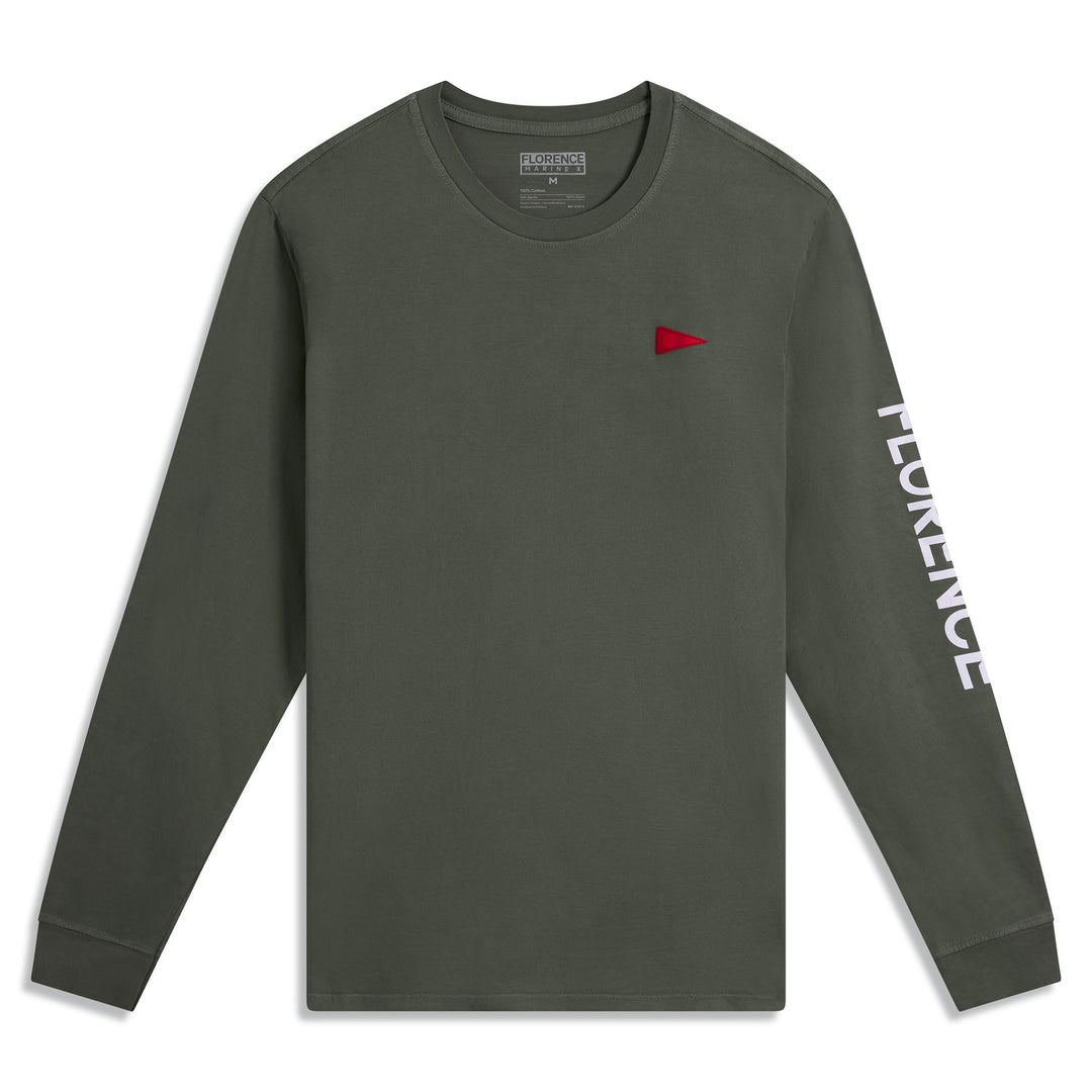 Color:Moss Grey-Florence Burgee Long Sleeve T-Shirt