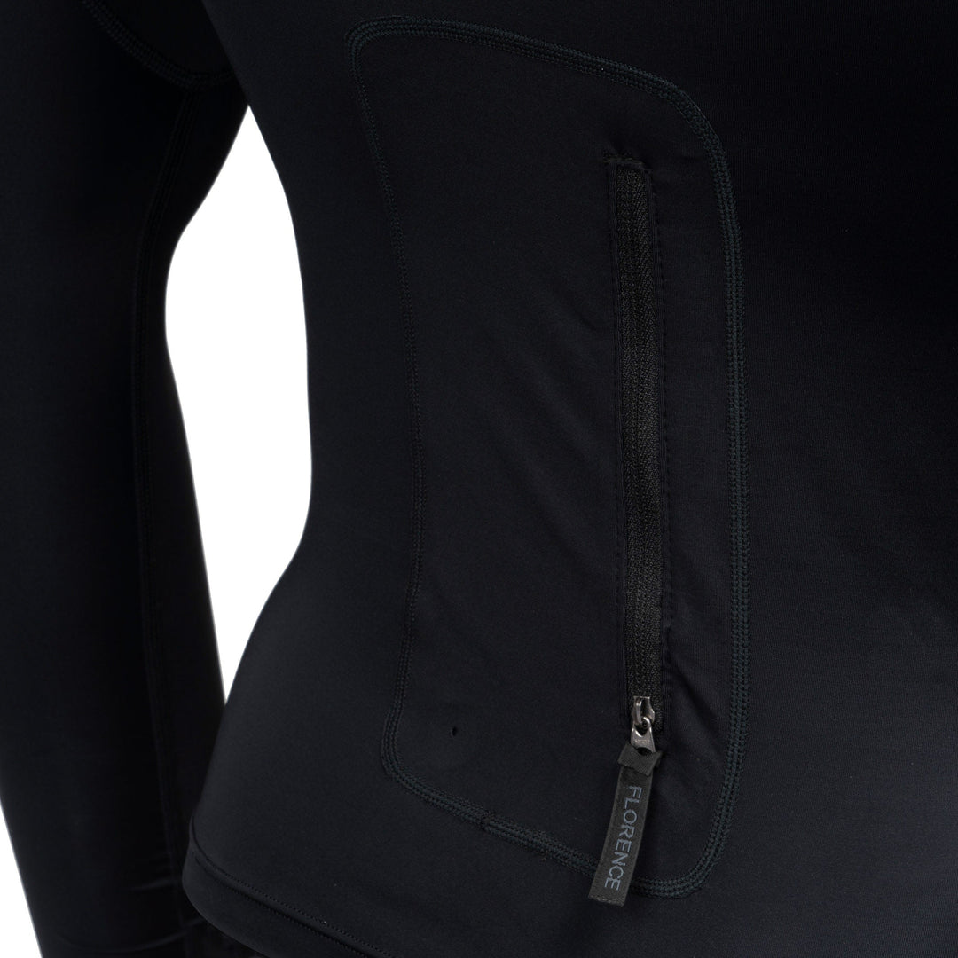 Color:Black-Florence Long Sleeve Utility Pocket Hooded Rashguard
