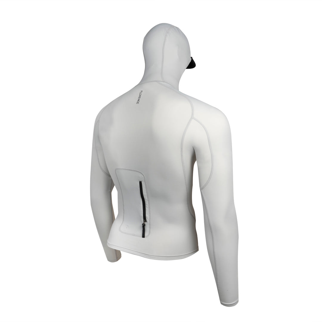 Color:Silver-Florence Long Sleeve Utility Pocket Hooded Rashguard