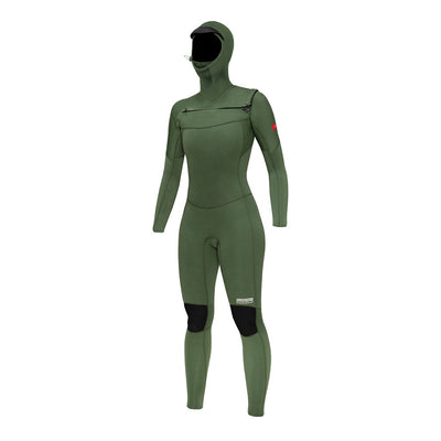 Color:Olive-Florence Women's 3mm Hooded Fullsuit